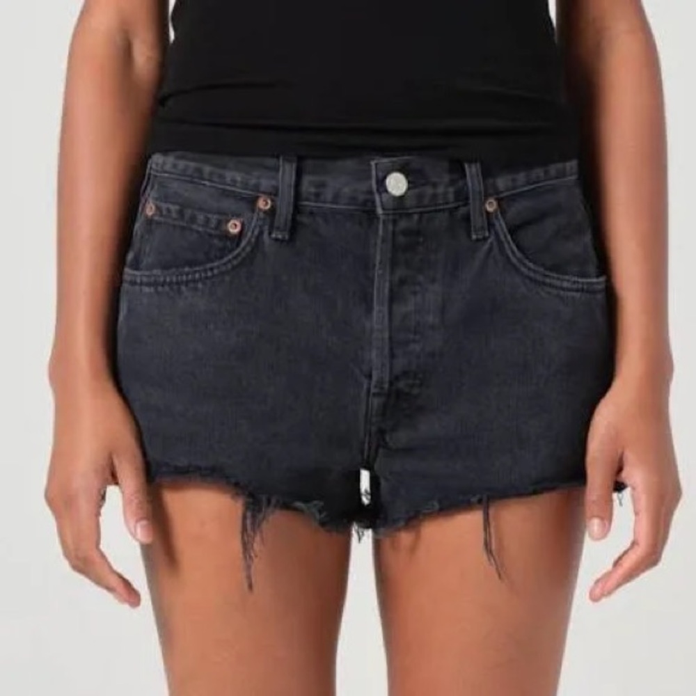 Agolde Parker Black Denim Jean Shorts